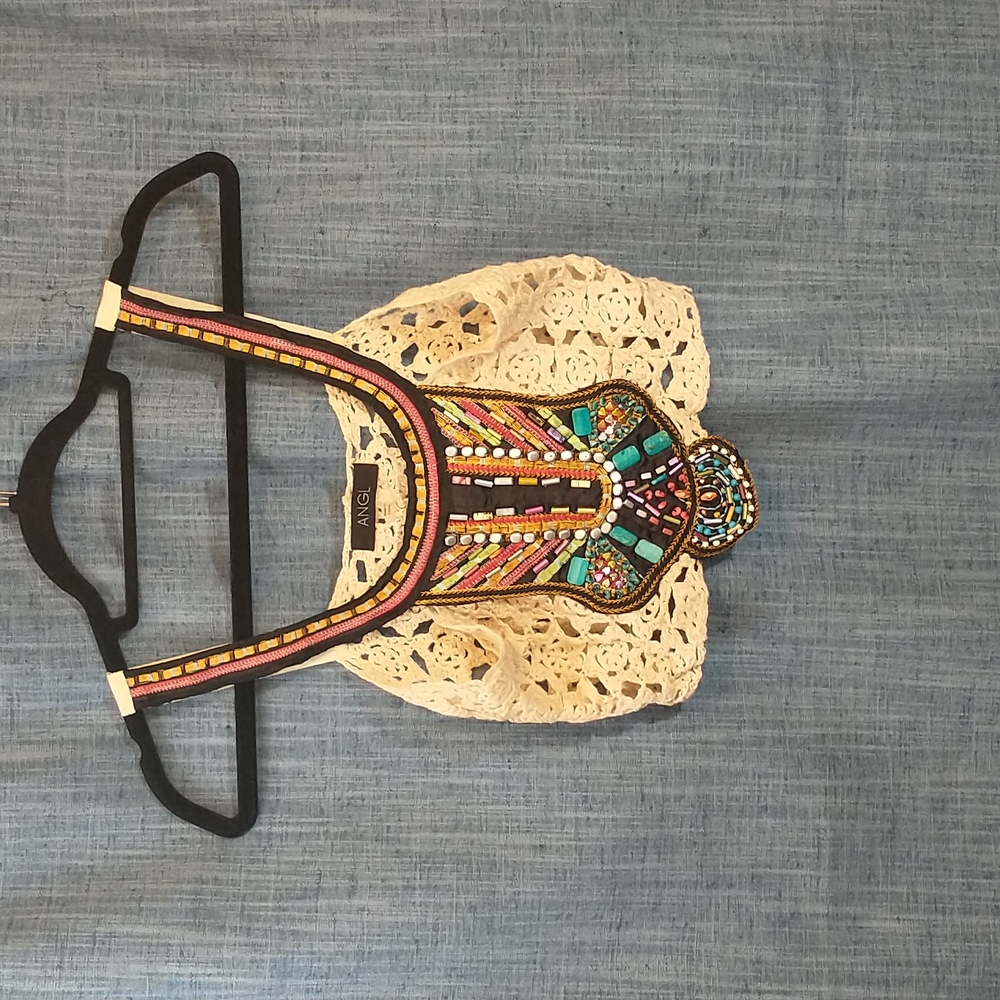 COPY - Tribal Indian Turquoise bohemian crop tank top